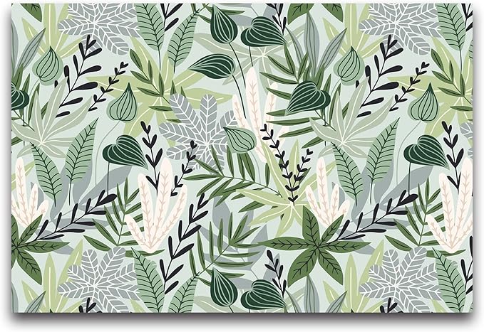 Cliouar-Watercolor Green Leaves Tropical Plants Bedroom Living Room Decoration Mural Wallpaper 158" x 110"(Not Self-Adhesive)