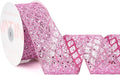 VATIN 2-1/2" Pink Christmas Ribbon, Pink Glitter Mesh Diamond Web Sequin Dots Wired Christmas Ribbon for Gift Wrapping Bow Making Wreath Supply-10 Yards