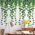 Green Plants Leaves Wall Decals Hanging Vine Wall Stickers Fresh Green Leaf Wall Art Removable Nature Botanical Vine Branches Leaves Murals for Kids Bedroom TV Background Home Decor 91