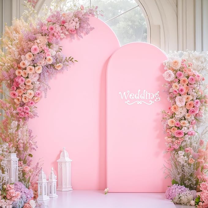Pink Purple Arch Backdrop Cover Set of 2 Spandex Arch Covers 7.2 and 6ft Wedding Birthday Party Arch Covers Stretchy Backdrop Bridal Baby Shower Pink Lavender Arch Stand Cover