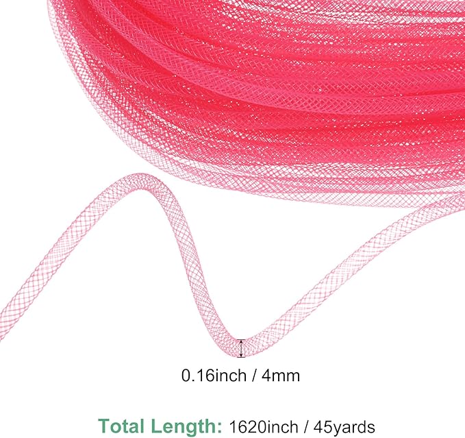 Mesh Tube Ribbon 45 Yards, 4mm Elastic Fabric Ribbons Mesh Tubing for Crafts/Gift Wrapping/Flower Bouquets/Wedding/Birthday/Holiday/Wreaths Christmas/Decoration[Peach]