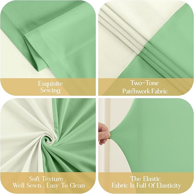 Sage Green Beige Arch Backdrop Cover 8FT 7.2FT 6.6FT Wedding Arch Covers Set of 3 Spandex Fitted Fabric Backdrops Double-Color Arch Covers Stretchy Backdrop for Party Baby Shower Birthday Decoration