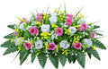 Artificial Cemetery Flowers Saddle-Shaped Tombstone Decorations Non-Fading UV-Resistant（Pink+White Saddle ）