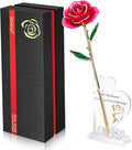 Sinvitron Gold Dipped Infinity Rose Forever Flower Decor, Resin Preserved Real Rose Birthday Gift for Women, Anniversary Present for Mom (Rose Red)