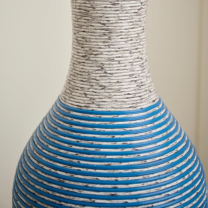Large Hand-Woven Bamboo Floor Vase, Tall Home Decor Floor Vase for Fake Flower Dried, Flower Holder for Living Room, Bedroom, Dining Room, Entryway, Hallway
