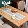 Farmhouse Braided Striped Table Runner Rustic Embroidery Coffee Table Runners for Decorations Weddings Holiday Brown 13x36inch