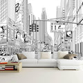WFBHUA-Black and White City Wallpaper Peel and Stick New York Landscape Self Adhesive Wall Mural for Living Room Bathroom Bedroom 157“x108