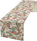 Boho Floral Table Runner, Colorful Bohemian Paisley Flower Design Table Runner for Kitchen Dining Home Party Decor, 13x90 Inch