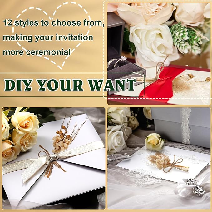 12 Pack Dried Flower Bouquet Mini Natural Pampas Grass for Crafts Small Dried Embossing Florat with Stem Boho Artificial Arrangement Wedding Derco Flowers Bundles for Vases, Wedding, Home, Party