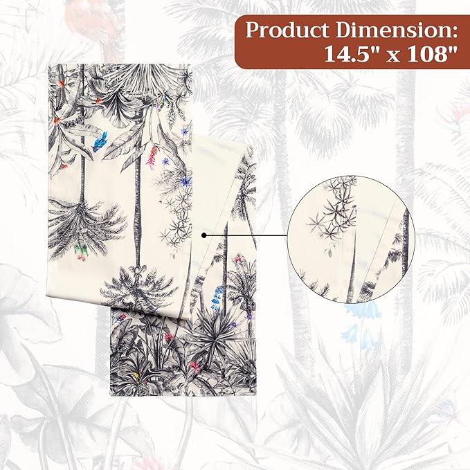 Maison d' Hermine Table Runner 100% Cotton Single Layer Table Runners 108 inches Long for Thanksgiving Christmas Decorations Home Kitchen Dining Party Wedding (Amazonia, 14.5" x 108")