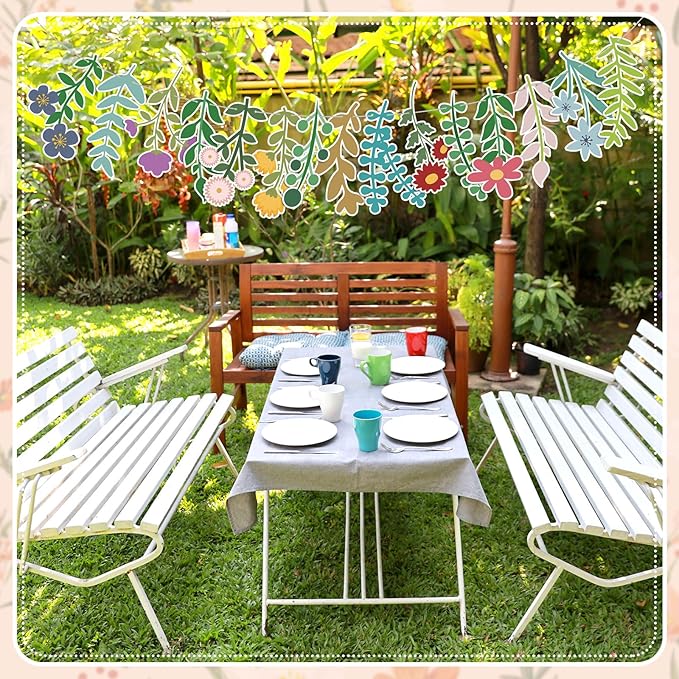 XunYee 3 Pcs Wildflower Birthday Decoration Flower Happy Birthday Banner Boho Wildflower Happy Birthday Banner Garland Flower Hanging Decorations Birthday Party Decorations for Girls Women