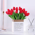 20pcs Red Artificial Tulip Fake Flower 12.9 Inch Spring Mother's Day Easter Gift for Home Kitchen Wedding Decoration