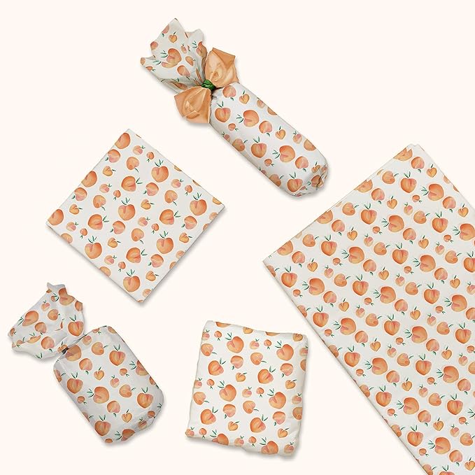 Pro Supply Global Peaches Printed Tissue Paper for Gift Bags or Boxes and Wrapping - Summer Bulk Decorative Art Tissue Paper for Packaging and Gifting | 24 Sheets 20" x 30"