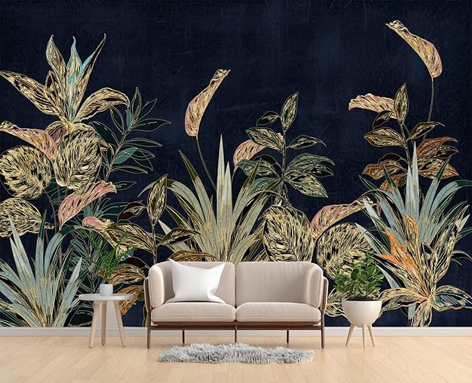 Tropical Plant Flowers and Leaves Wallpaper for Bedroom 103" x 69"