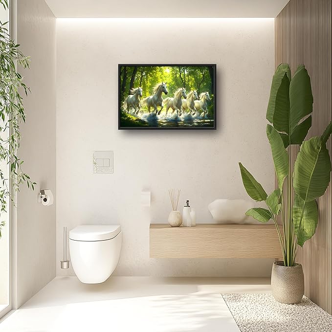 Forest Horses Large Decor Wall Art Framed Pictures for Living Room, Running Horse Oversized Canvas Print Painting Modern Extra Large Framed Artwork for Bedroom Office Home Decor 36"x24"