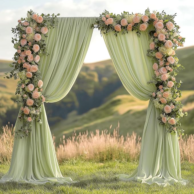10x10ft Wrinkle Free Sage Green Backdrop Curtain for Parties Soft Fabric Drapes Wedding Curtain Backdrop for Birthday Party Decorations Background for Photography 5x10ft, 2 Panels