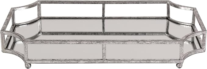 Kate and Laurel Ciel Metal Mirrored Ornate Scalloped Decorative Tray, Silver