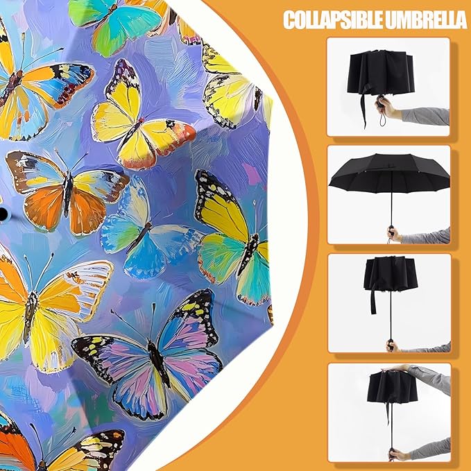 Small Compact Travel Automatic Folding Umbrella for Women, Portable Lightweight, Rain, Wind, UV Sun Shade