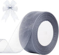 1-1/2 Inch x 50 Yards Sheer Organza Ribbon Chiffon Ribbon for Gift Wedding Flower Bouquet Wrapping Decorations Crafts (Gray)