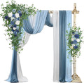 Ting's time Artificial Wedding Arch Flowers Kit (Set of 5)-2Pcs Floral Swag Arrangement 3Pcs Fabric Drap for Wedding Ceremony Reception Backdrop Decoration Blue