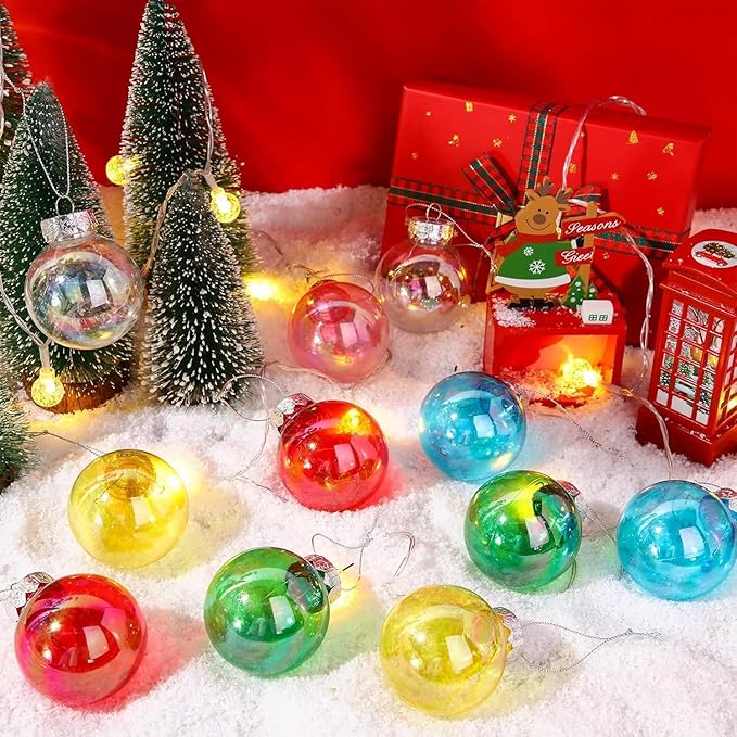 60MM Iridescent Plastic Ball - 6PCS Xmas Ornament Balls Set, Plastic Iridescent Decorative Hanging Ornaments for Xmas Tree Wedding Valentine's Day Party Decorations(Green)