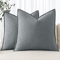 MIULEE Decorative Linen Euro Sham Pillow Covers 24x24 Gray Boho Farmhouse Neutral Couch Throw Pillows for Bed Pack of 2 Accent Modern Pillowcase Sofa Livingroom Home Decor