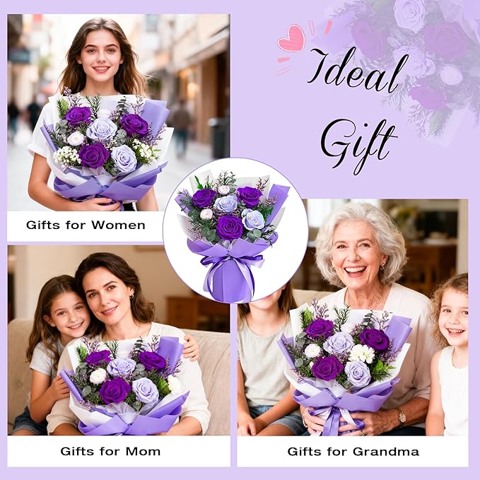Vrioca Flowers for Delivery, Preserved Flowers Bouquets, Birthday Gifts for Women Mom