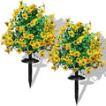 2 Pcs Artificial Boxwood Topiary Ball Trees - 23" With Ground Spike, Fake Evergreen Tree, UV Resistant Faux Greenery Shrubs & Bushes for Porch, Garden, Front Yard Decor, Indoor/Outdoor -Yellow