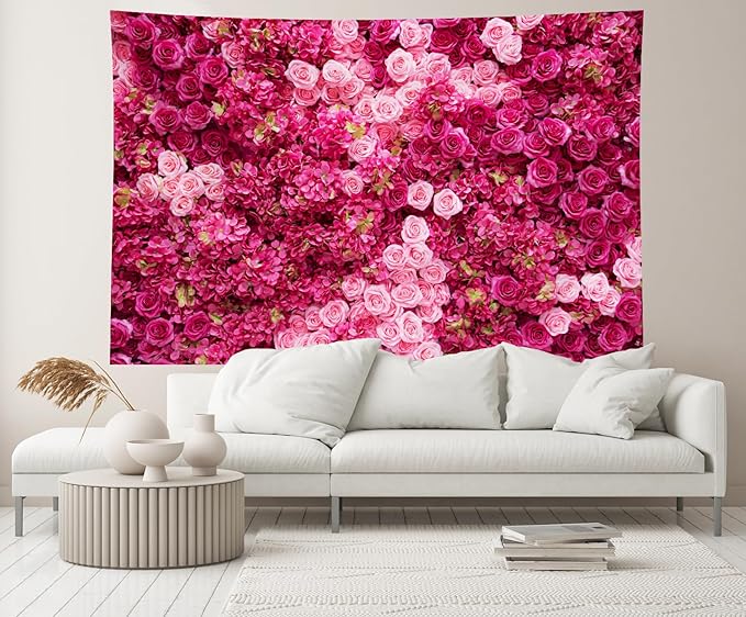 15ftx10ft Rose Wall Background Rose Photo Backdrops Spring Party Tea Party Flowers Backdrop Girls Birthday Pink Princess Party Wedding Bridal Shower Pink Floral Anniversary Ceremony Decor