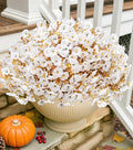 Fake Mums Artificial Fall Flowers Fake Plants for Outdoors Autumn Decor, 12 Bundles White Silk Morning Glory with Eucalyptus Look Real UV Resistant Faux Flowers for Outside Planters Front Door Yard