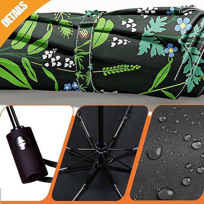 Small Compact Travel Automatic Folding Umbrella for Women, Portable Lightweight, Rain, Wind, UV Sun Shade