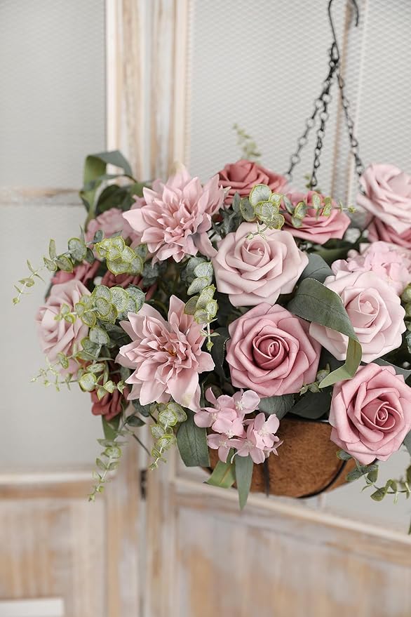 YYHUAWU Artificial Flowers Combo Box Set Gradient Color Flower Leaf with Stems for DIY Wedding Bouquets Centerpieces Baby Shower Party Home Decorations