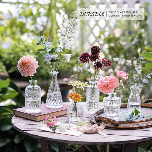 12pcs Glass Bud Vase Set, Small Clear Flower Vases for Centerpieces in Bulk, Mini Vintage Vase for Wedding, Home,Table Decoration