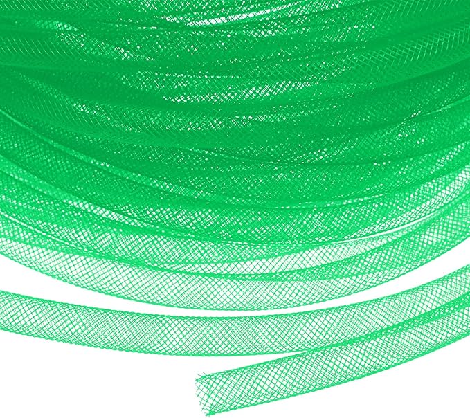 Mesh Tube Ribbon 25 Yards, 8mm Elastic Fabric Ribbons Mesh Tubing for Crafts/Gift Wrapping/Flower Bouquets/Wedding/Birthday/Holiday/Wreaths Christmas/Decoration[Fruit Green]