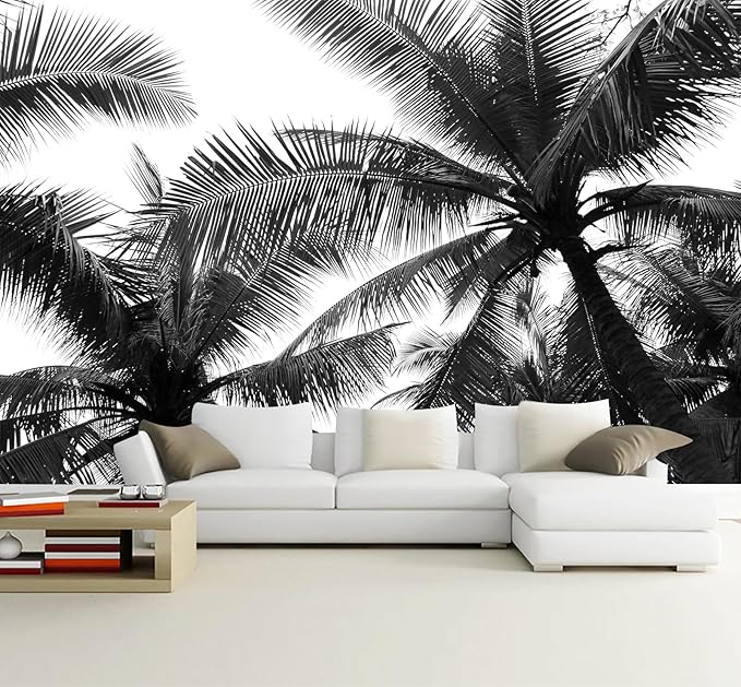 WFBHUA-Black Palm Tree Wallpaper Peel and Stick Tropical Self Adhesive Wall Mural for Living Room Bedroom 82"x57"