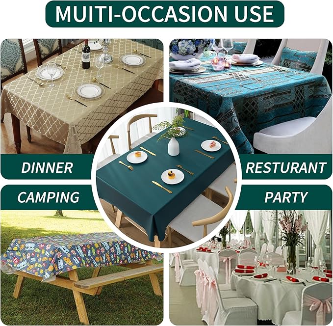Square Table Cloth,100% Waterproof Tablecloth Oil Proof Spill Proof Vinyl Table Cloth, Wipe Clean Plastic Table Cover for Dining, Camping, Indoor and Outdoor 54" x 54",Navy Blue