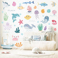 AOWDIAO 58 Pcs Ocean Animals Wall Decals - Peel and Stick Under The Sea Kids’ Room & Nursery Decor