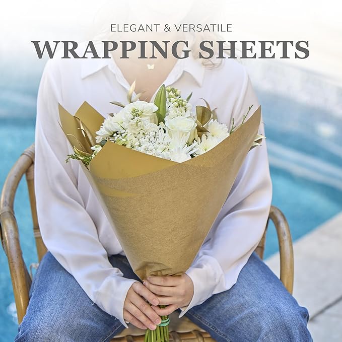 the florist Supply 20 Sheets Premium Flower Wrapping Paper | Waterproof Flower Wrapping Paper for Bouquets | Double Sided Floral Bouquet Sheets | DIY Gifts Colorblend Kraft Look
