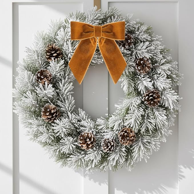 30 Pcs Velvet Ribbon Bows 5" x 4" Pre Tied Christmas Velvet Bows with Twist Tie for Gift Packaging Christmas Tree Wreaths Door Windows Wedding Party Decoration(Camel)