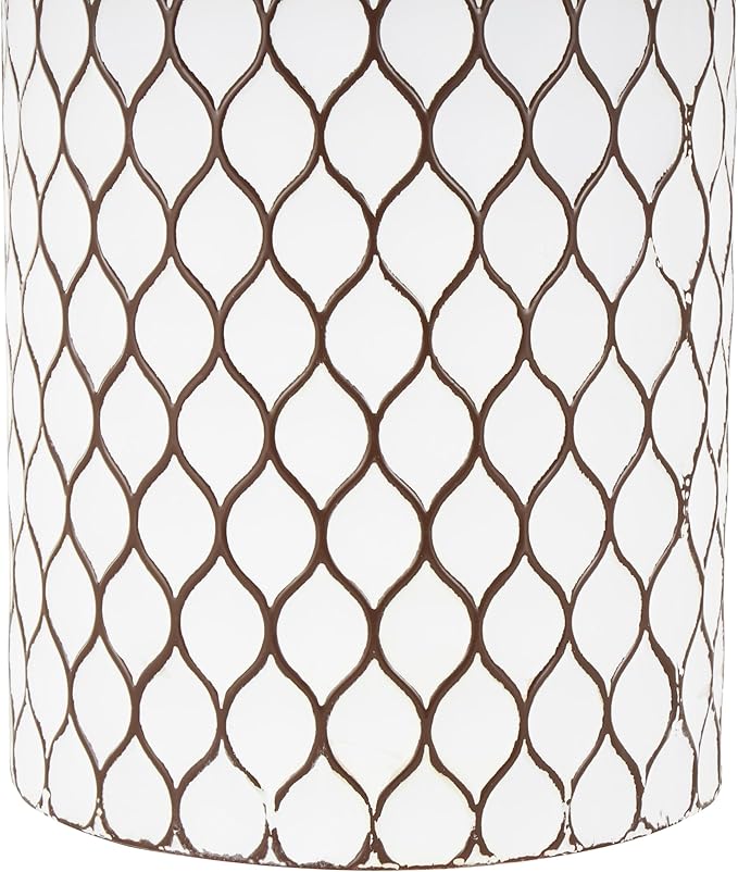 Deco 79 Metal Decorative Vase Tall Trellis Floor Centerpiece Vases with Brown Trumpet Tops, Set of 3 Flower Vases for Home Decoration 52", 39", 27" H, White