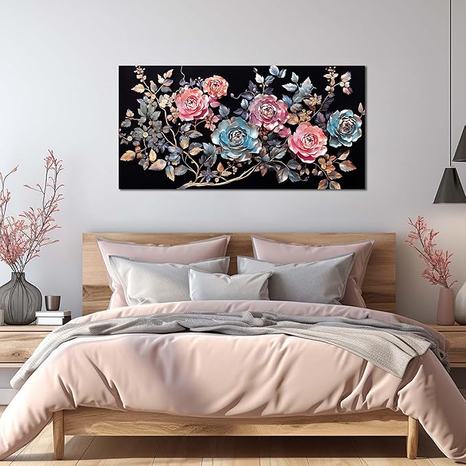Colorful Flower Wall Decor Living Room Vintage Wall Decor Bedroom Teen Room Prints Decor for Girls Room 24" x 48"
