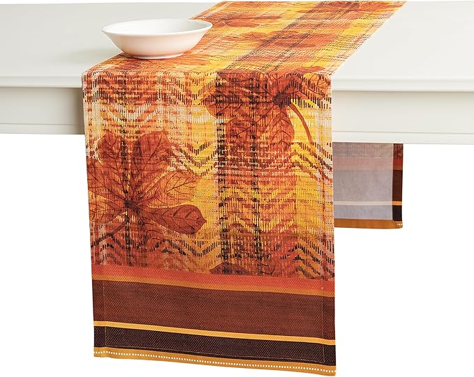 Maison d' Hermine Table Runner 100% Cotton Single Layer Table Runners 108 inches Long for Thanksgiving Christmas Decorations Home Kitchen Dining Party Wedding (Thanksgiving Tartan, 14.5" x 108")