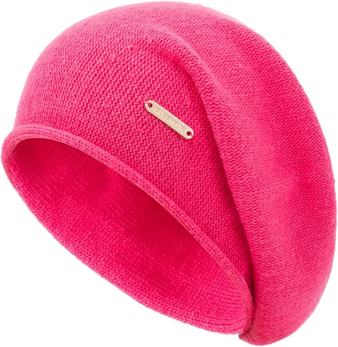 QUEENFUR Knit Slouchy Beanie Hats for Women Cashmere Ski Cap Knitted Wool Soft Warm Winter Hat