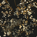 Vintage Black Floral Wallpaper Classic Watercolor Leaves Wall Paper 17.4" x 394" Dark Moody Contact Paper Chinoiserie Self Adhesive Covering for Bedroom Bathroom Cabinet Home Decor Black Grey
