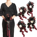 Ling's moment Artificial Flowers Gothic Bridesmaid Bouquet Set of 4, Burgundy and Black Wedding Flowers Bouquets for Bridesmaids 7 Inch Bridal Bouquets for Bridesmaids, Wedding, Ceremony, Anniversary