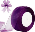 1-1/2 Inch x 50 Yards Sheer Organza Ribbon Chiffon Ribbon for Gift Wedding Flower Bouquet Wrapping Decorations Crafts (Purple)