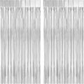 2 Pack Silver Foil Fringe Curtain Backdrop, 3.2Ft x 8.2Ft Metallic Tinsel Foil Fringe Streamer Curtains for Party Photo Booth Props Bachelorette Birthday Bridal Shower Christmas Decorations