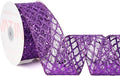 VATIN 2-1/2" Purple Christmas Ribbon, Purple Glitter Mesh Diamond Web Sequin Dots Wired Christmas Ribbon for Gift Wrapping Bow Making Wreath Supply-10 Yards