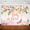InMemory Pink Rose Baby Girl Baby Shower Backdrop Banner Decorations for Girl,Rose Gold Floral It's a Girl Banner Photography Background for Sweet Girls Baby Shower Party Decor Photo Booth Props 5x3ft