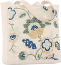 Aesthetic Embroidery Tote Bag for Lady Cute Reusable Canvas Shoulder Bag for Girls Women Shopping Grocery